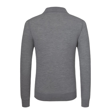 Cruciani Wool Sweater Polo Shirt in Medium Grey Melange - SARTALE