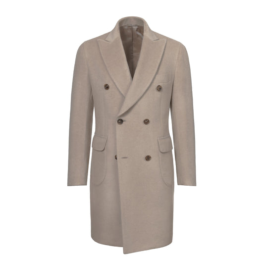 De Petrillo Double - Breasted Wool Coat in Beige. Exclusively Made for Sartale - SARTALE