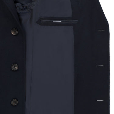 De Petrillo Single - Breasted Cashmere - Blend Coat in Navy Blue. Exclusively Made for Sartale - SARTALE