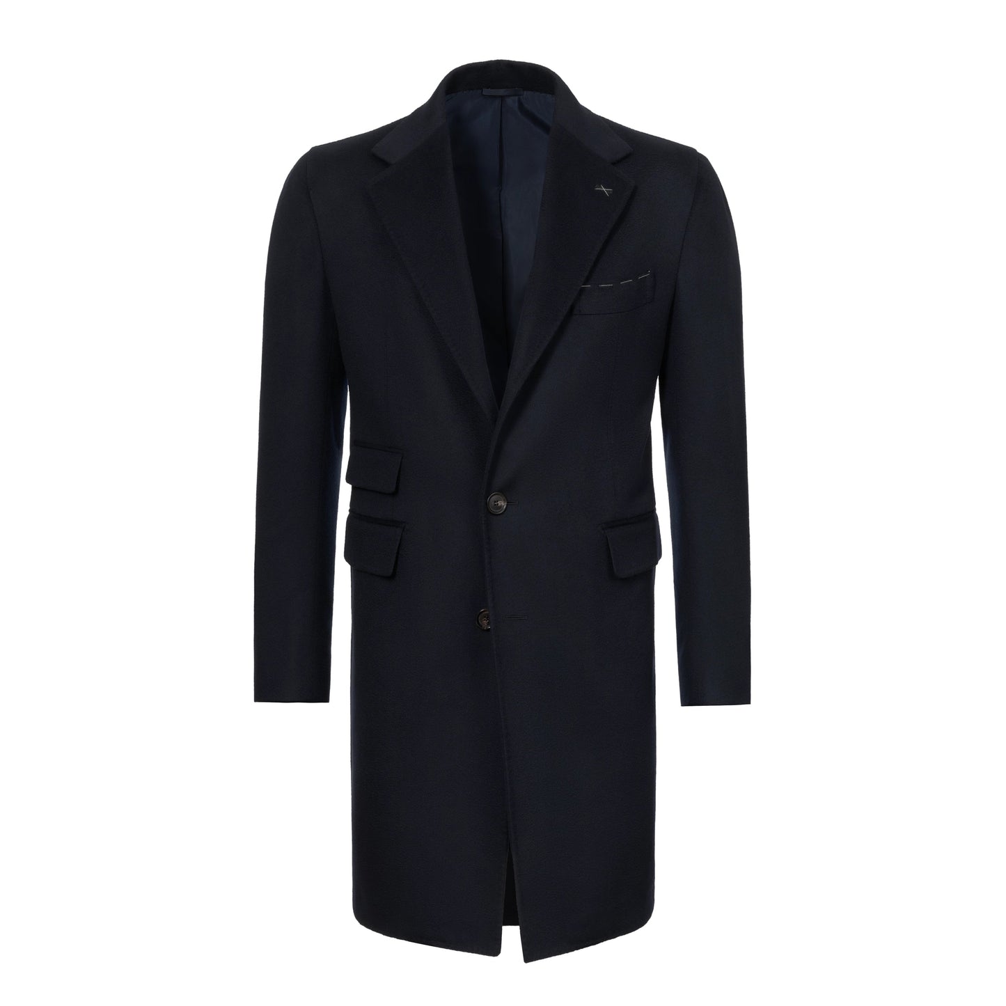 De Petrillo Single - Breasted Cashmere - Blend Coat in Navy Blue. Exclusively Made for Sartale - SARTALE