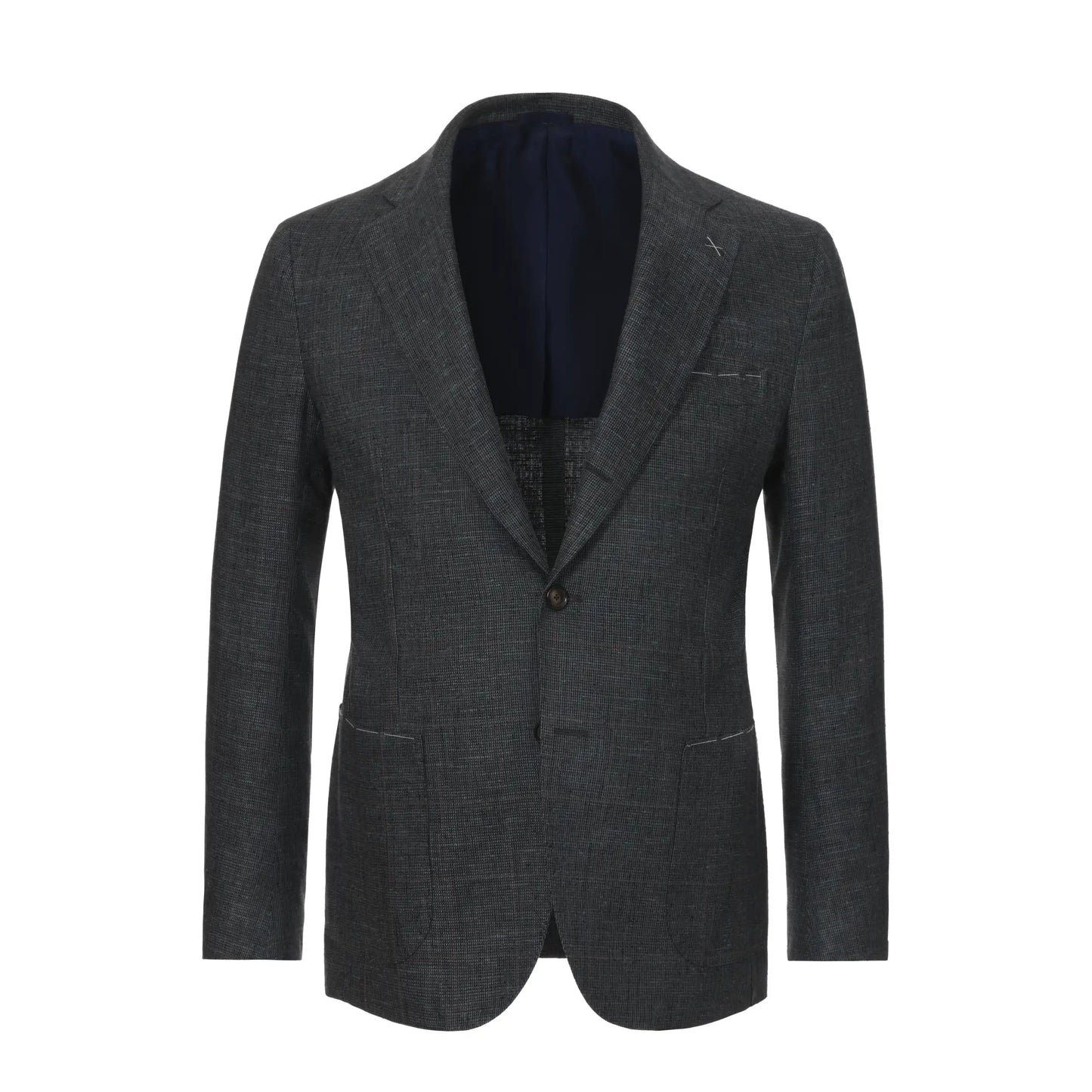 De Petrillo Single - Breasted Checked Silk Jacket in Blue - SARTALE