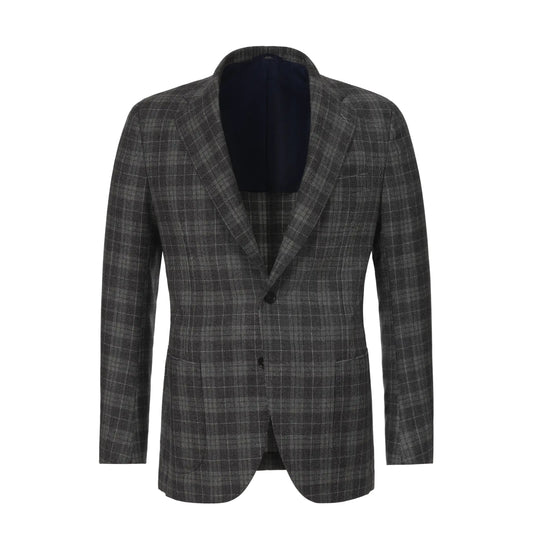 De Petrillo Single - Breasted Glencheck Wool - Blend Jacket in Grey - SARTALE