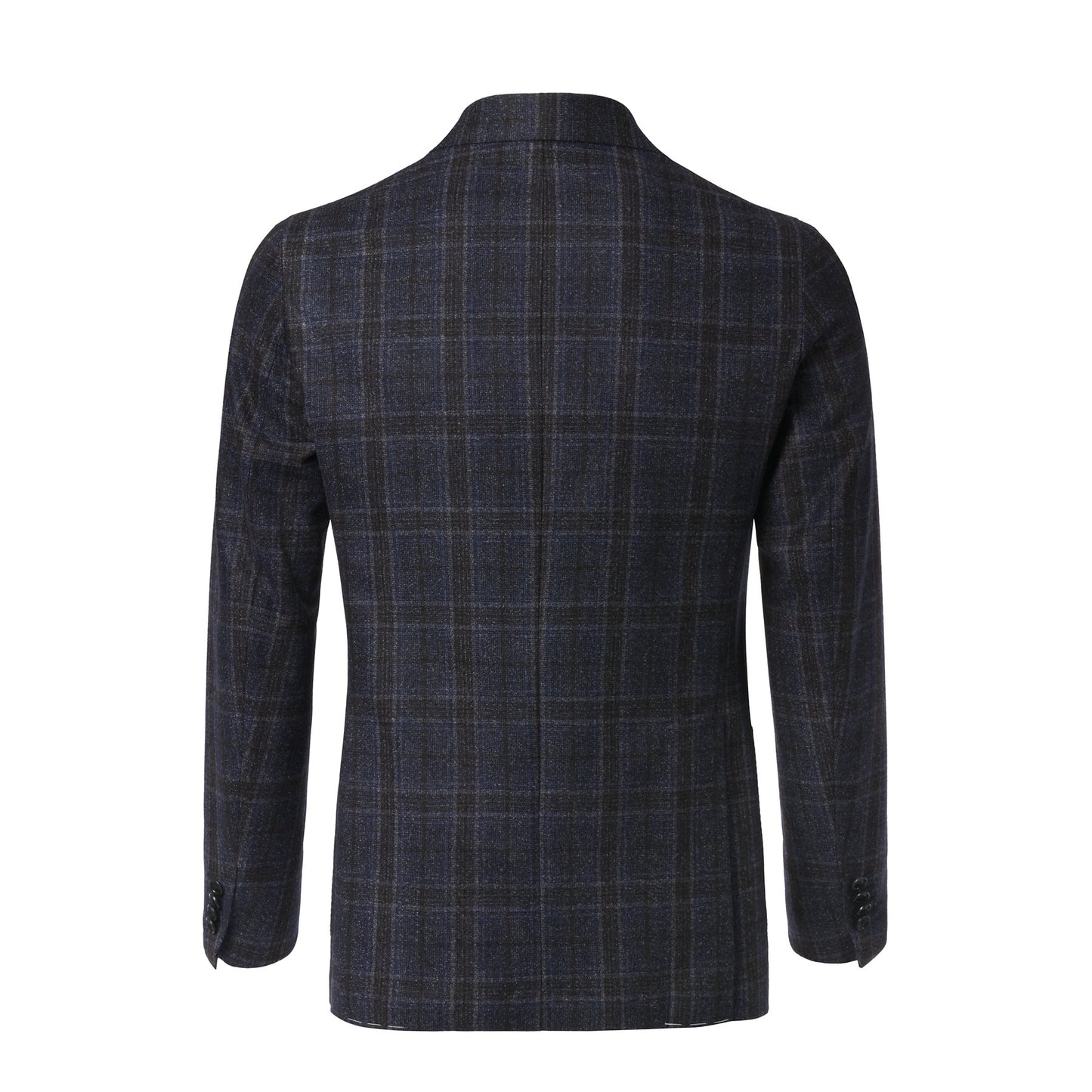 De Petrillo Single - Breasted Plaid Check Wool Jacket in Dark Blue. Exclusively Made for Sartale - SARTALE