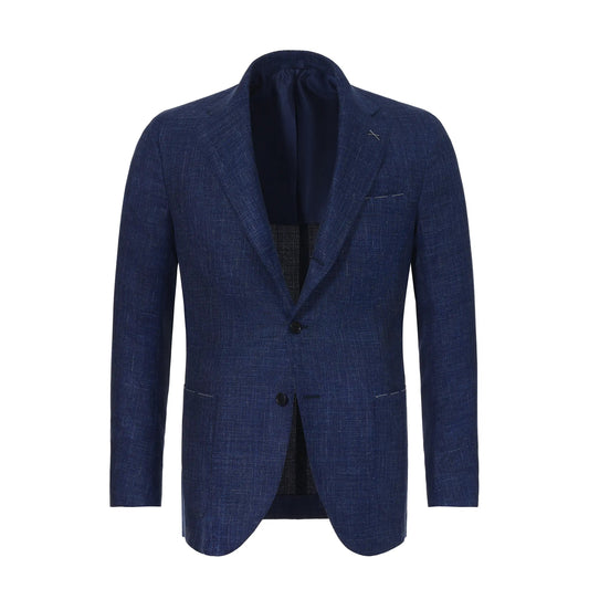De Petrillo Single - Breasted Wool - Blend Jacket in Blue Melange - SARTALE
