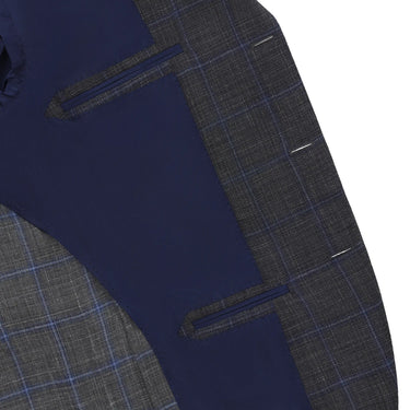 De Petrillo Single - Breasted Wool - Blend Jacket in Grey and Blue - SARTALE