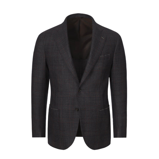 De Petrillo Single - Breasted Wool Jacket in Granite Brown and Red. Exclusively Made for Sartale - SARTALE