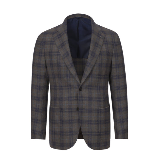 De Petrillo Single - Breasted Wool Jacket in Grey and Dark Blue. Exclusively Made for Sartale - SARTALE