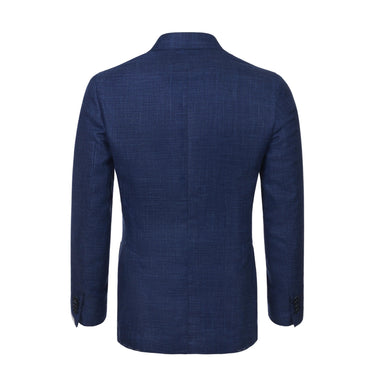 De Petrillo Single - Breasted Wool - Silk Blend Jacket in Royal Blue Melange - SARTALE