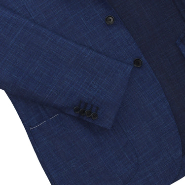 De Petrillo Single - Breasted Wool - Silk Blend Jacket in Royal Blue Melange - SARTALE