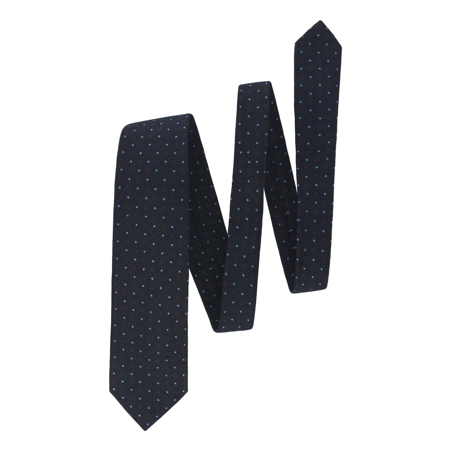 Drake's Embroidered Jacquard Silk Tie in Navy Blue with Pattern - SARTALE