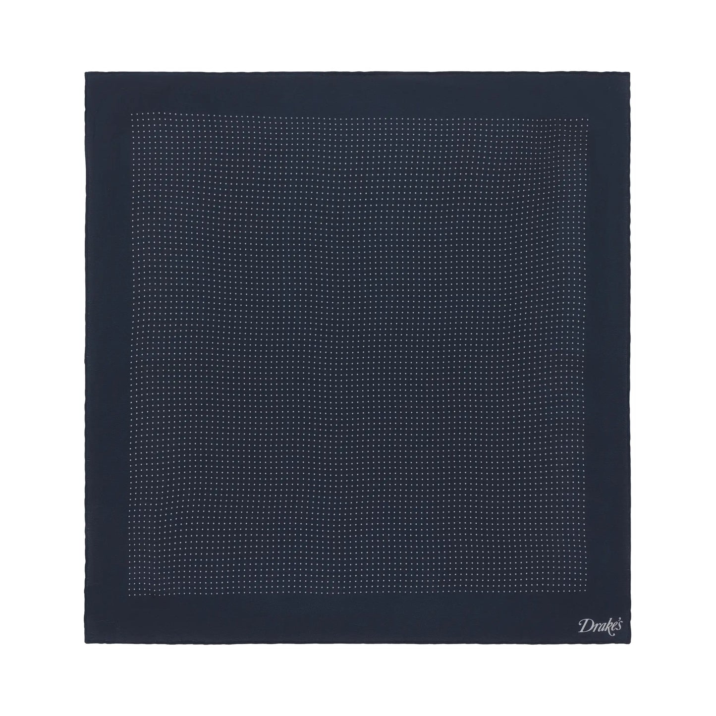 Drake's Polka Dot Silk Pocket Square in Navy Blue - SARTALE