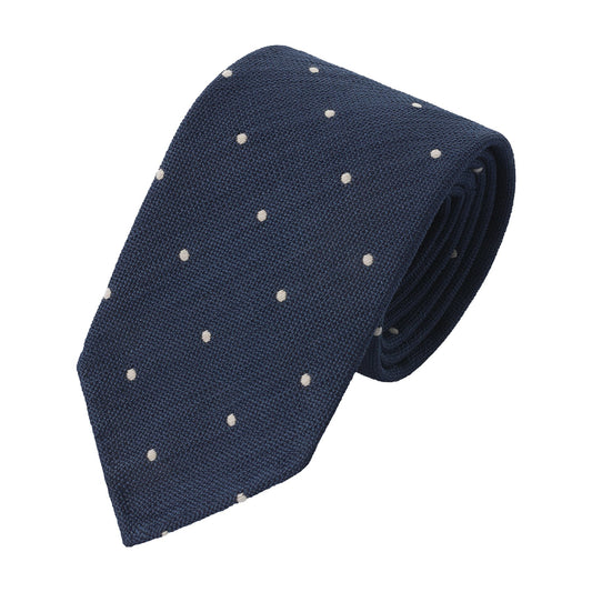 Drake's Woven Handrolled Silk - Blend Tie in Royal Blue - SARTALE