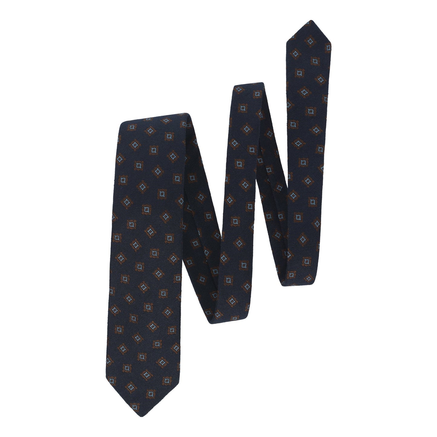 Drake's Woven Jacquard Silk Tie in Navy Blue - SARTALE