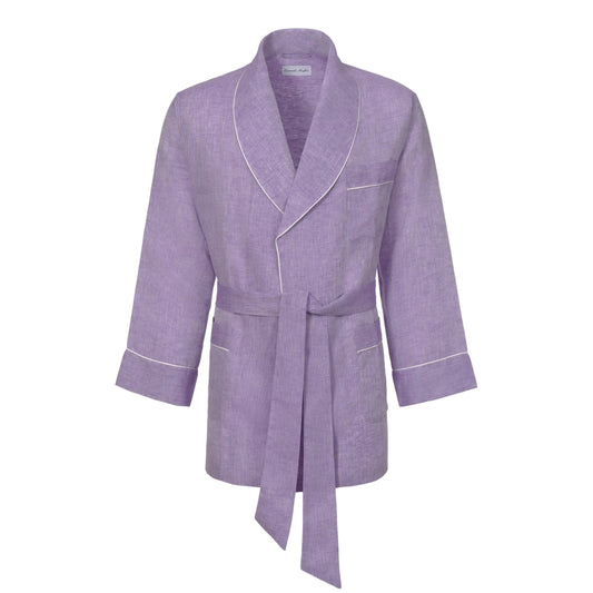 Emanuele Maffeis Belted Short Robe in Purple Melange - SARTALE