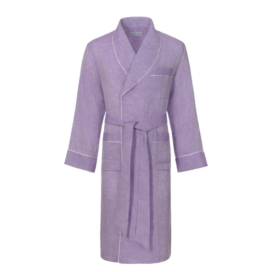 Emanuele Maffeis Linen Belted Robe in Purple Melange - SARTALE