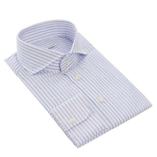 Emanuele Maffeis Striped Cotton Blue and White Shirt - SARTALE
