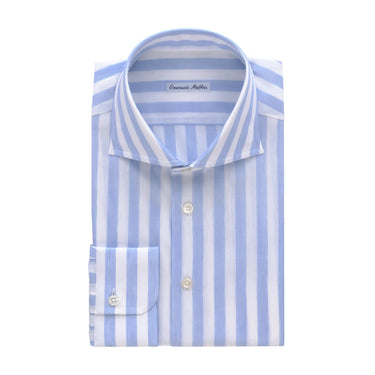 Emanuele Maffeis Striped Cotton - Linen Blend Shirt in White and Blue - SARTALE