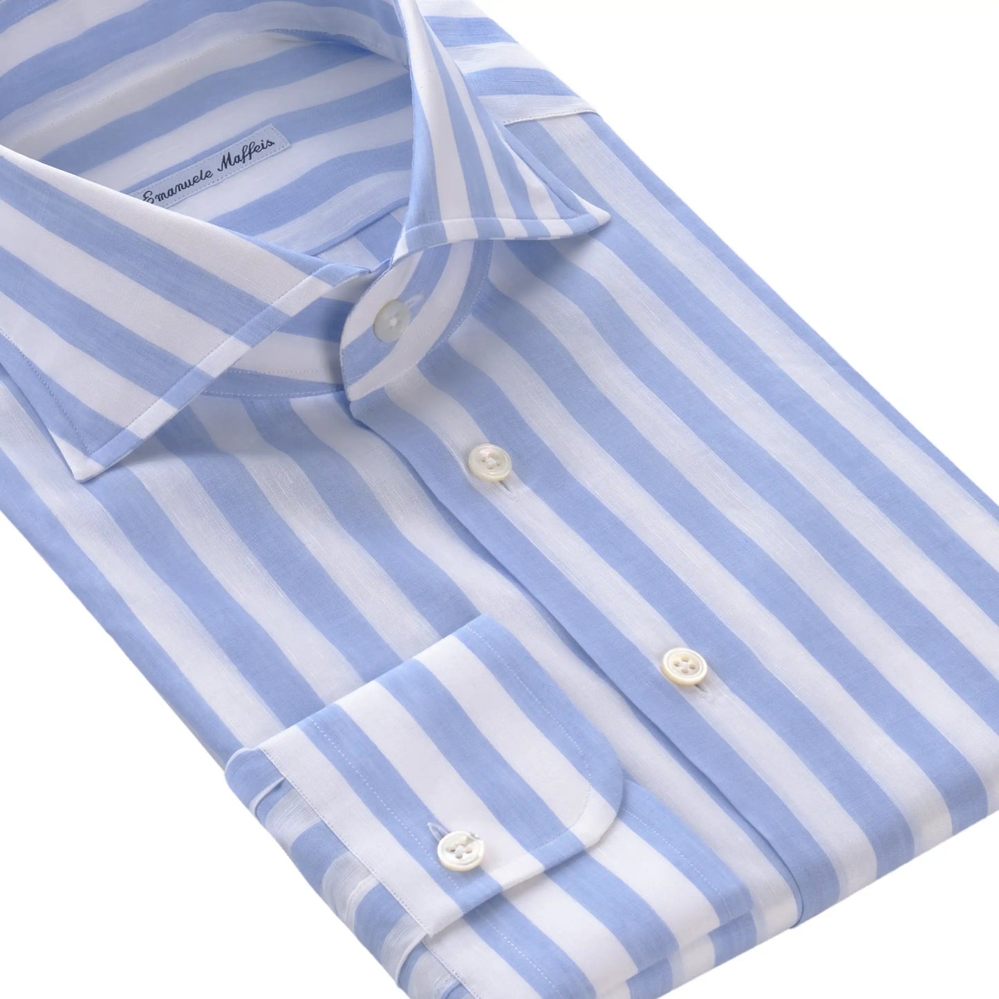 Emanuele Maffeis Striped Cotton - Linen Blend Shirt in White and Blue - SARTALE
