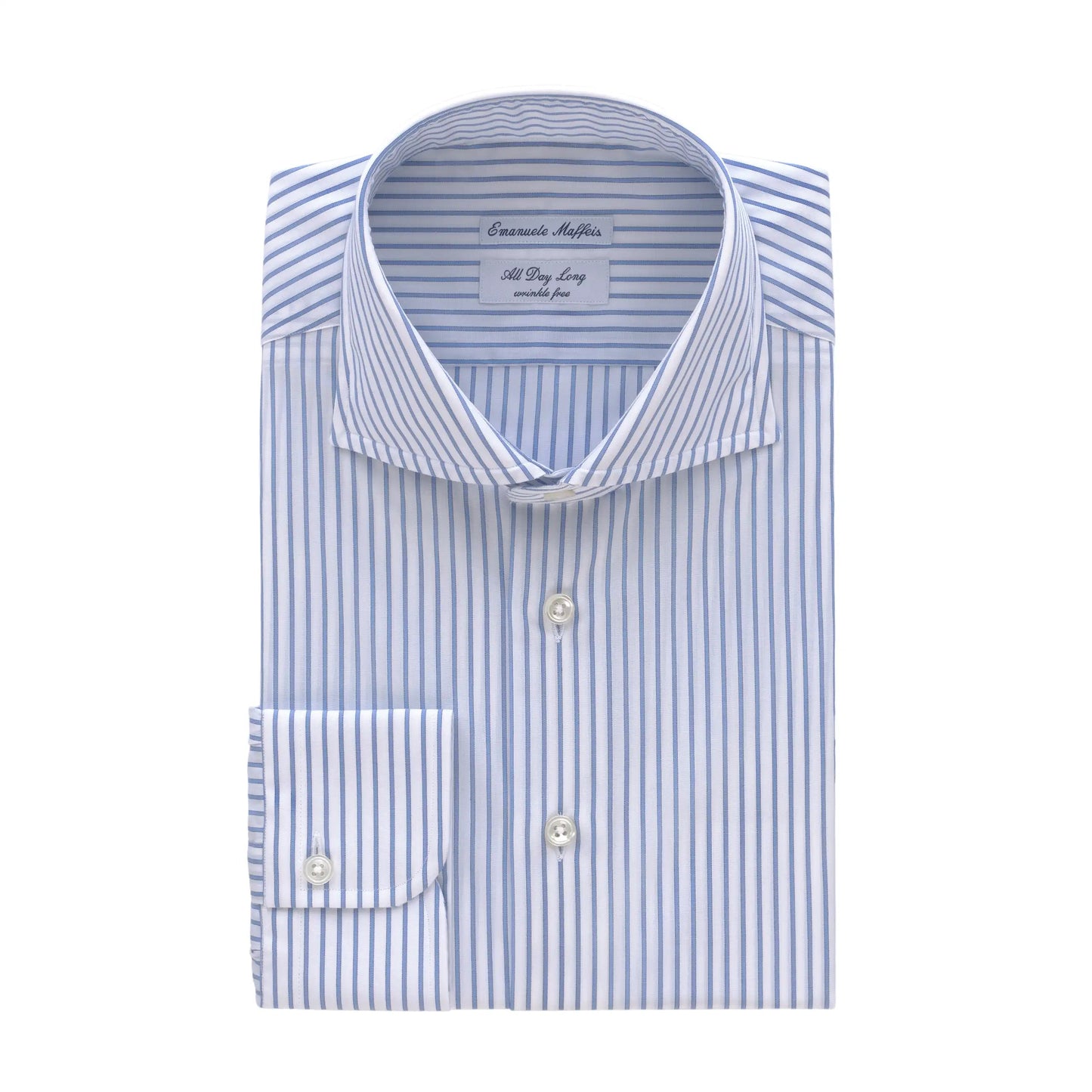 Emanuele Maffeis Striped Cotton Shirt in White and Blue - SARTALE