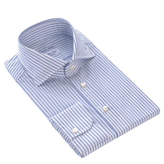 Emanuele Maffeis Striped Cotton Shirt in White and Blue - SARTALE