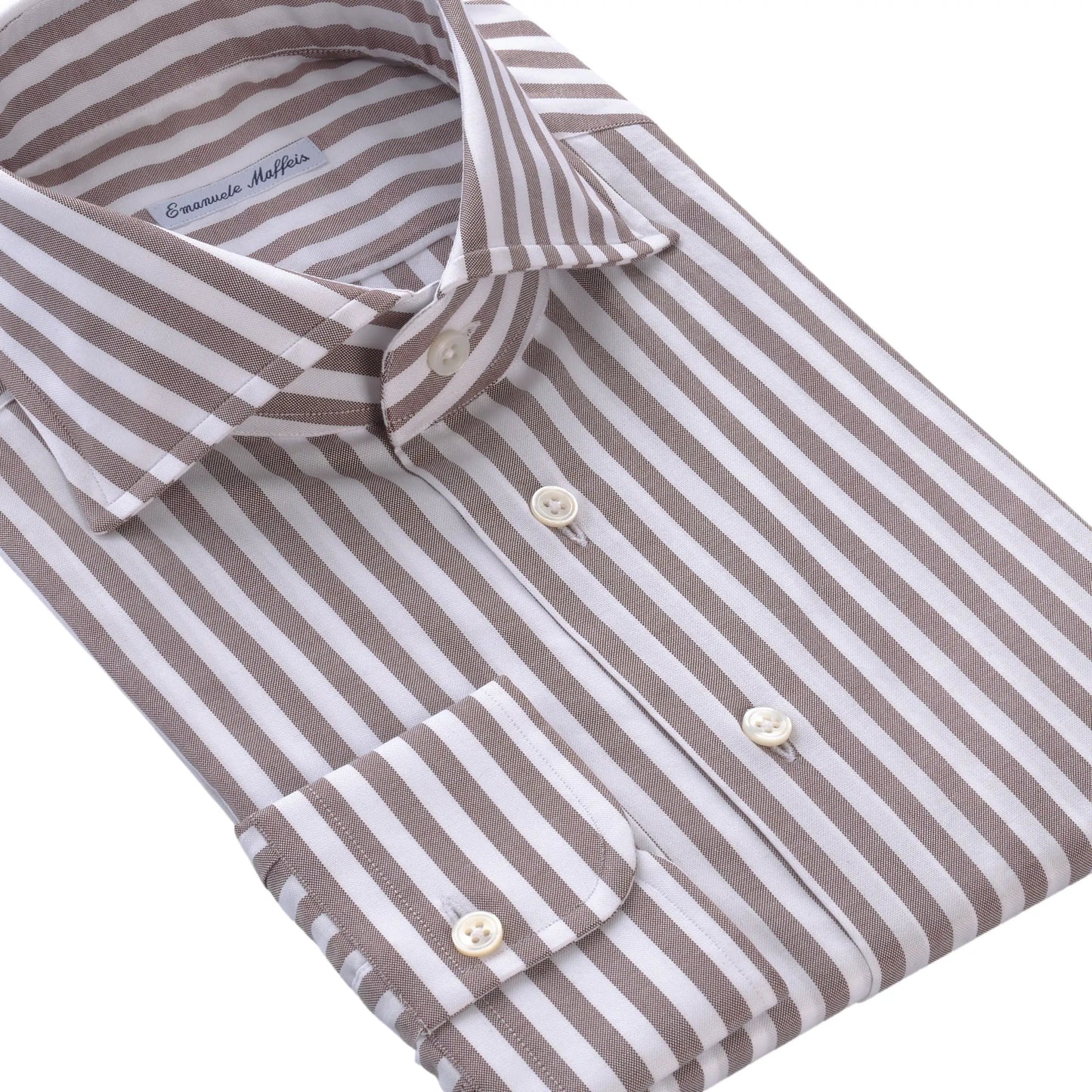 Emanuele Maffeis Striped Cotton Shirt in White and Brown - SARTALE