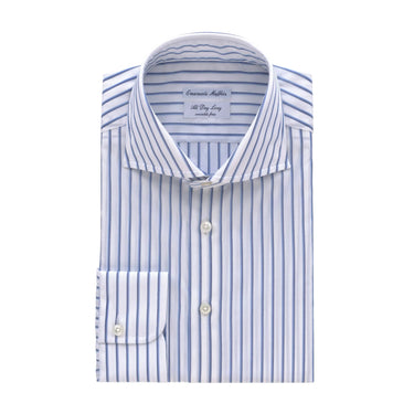 Emanuele Maffeis Striped Cotton Shirt in White and Multicolor Blue - SARTALE