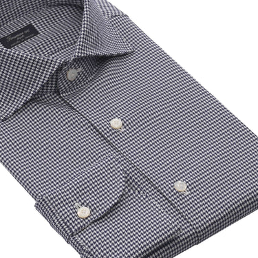 Finamore All - Monogram Cotton Shirt in White and Blue - SARTALE