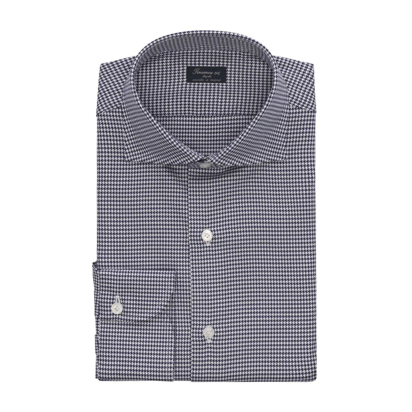Finamore All-Monogram Cotton Shirt in White and Blue - SARTALE