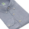 Finamore Button - Down Linen Shirt in White and Blue - SARTALE