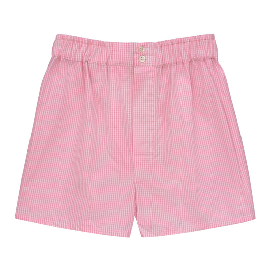 Finamore Checked Boxer Shorts in Pink and White - SARTALE