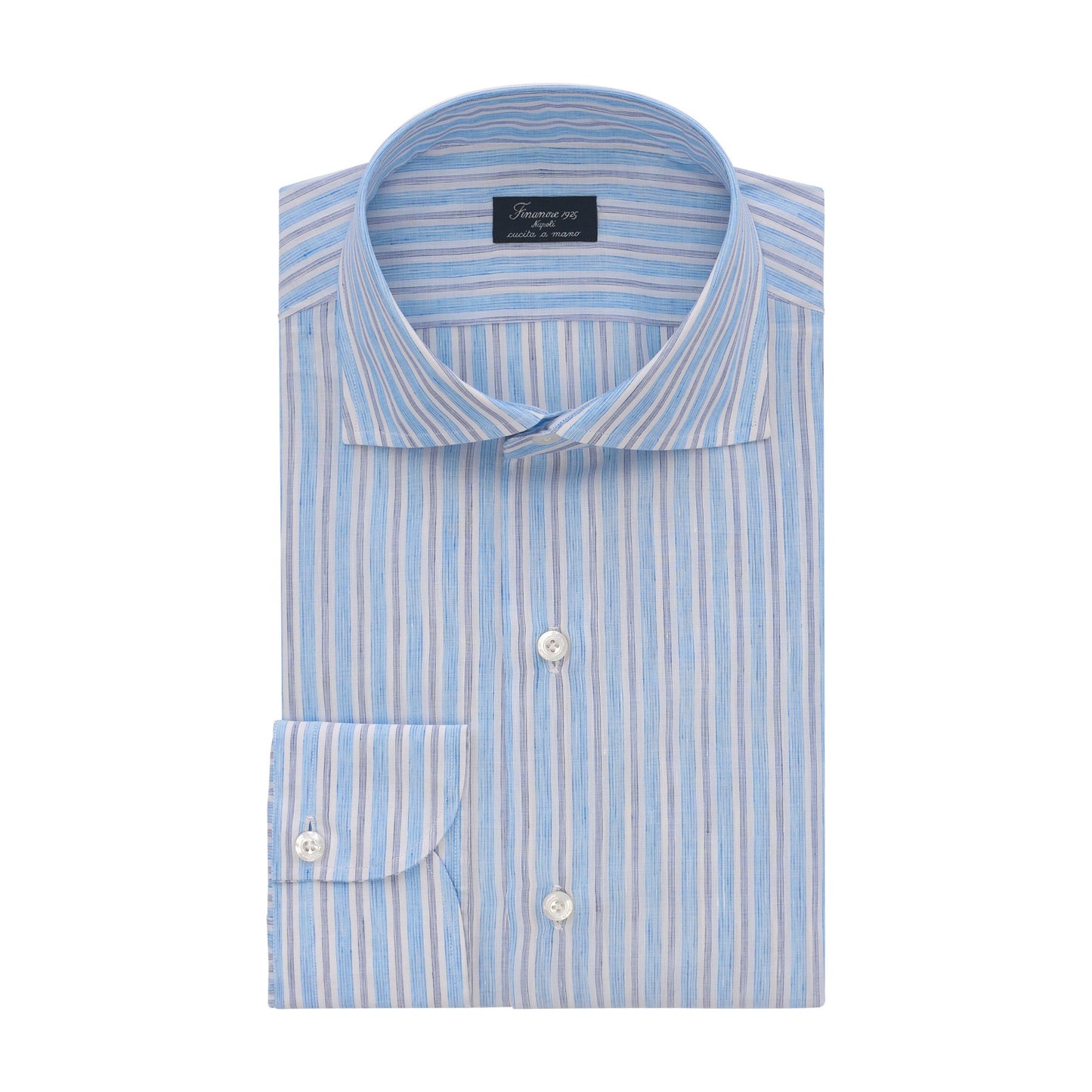 Finamore Striped Classic Napoli Shirt in Light Blue - SARTALE