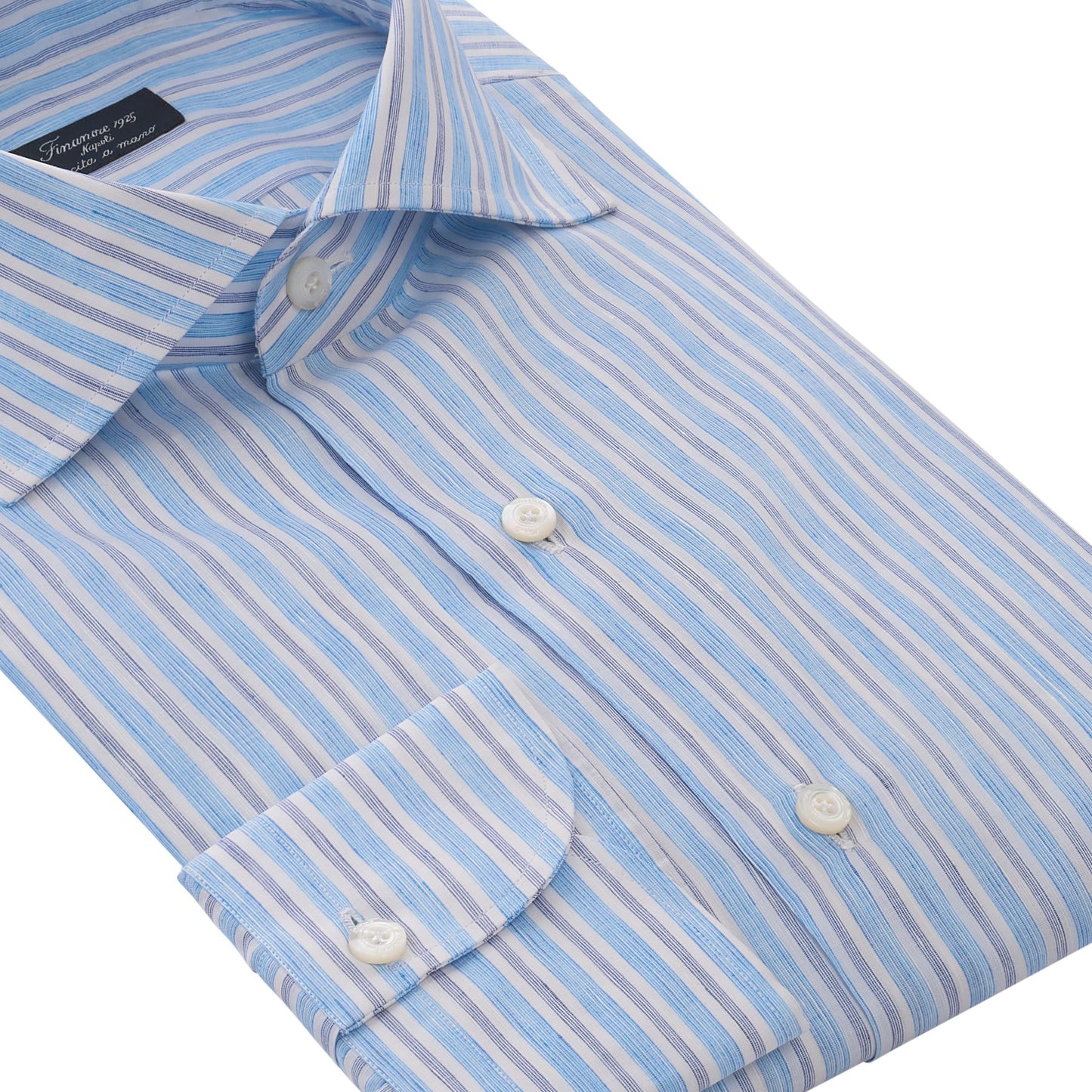 Finamore Striped Classic Napoli Shirt in Light Blue - SARTALE