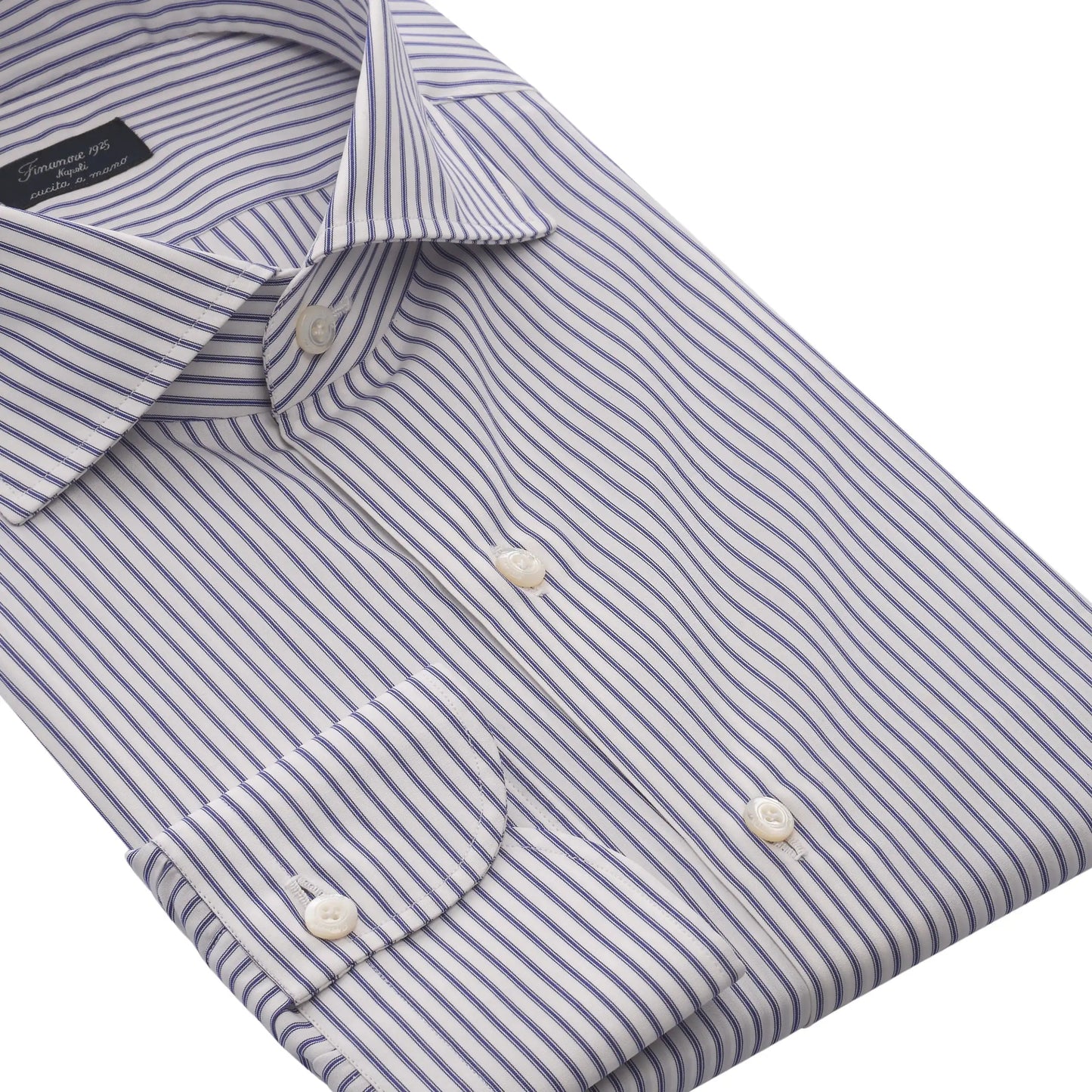 Finamore Striped Cotton Shirt in Blue and White - SARTALE