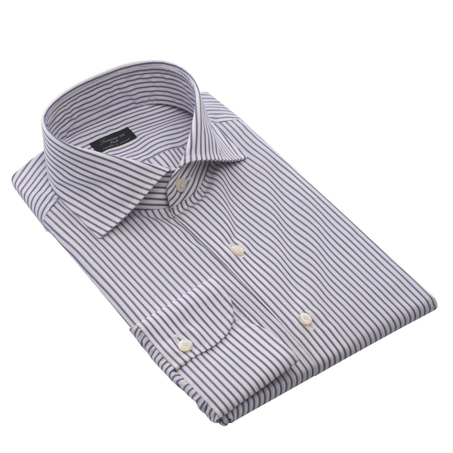 Finamore Striped Cotton Shirt in Blue and White - SARTALE