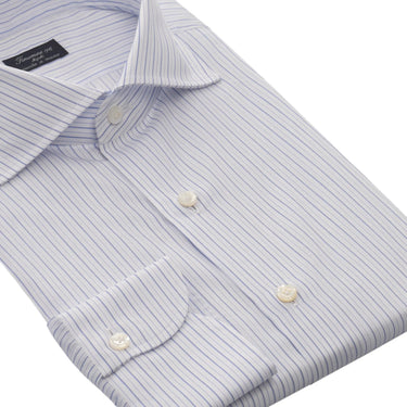 Finamore Striped Cotton Shirt in Blue and White - SARTALE
