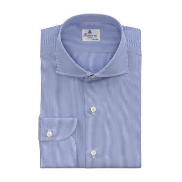 Finamore Striped Cotton Shirt in White and Blue - SARTALE