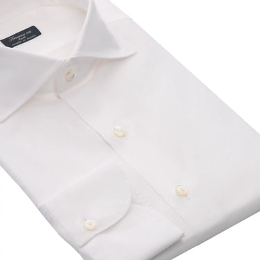 Finamore White Plain Cotton Shirt - SARTALE