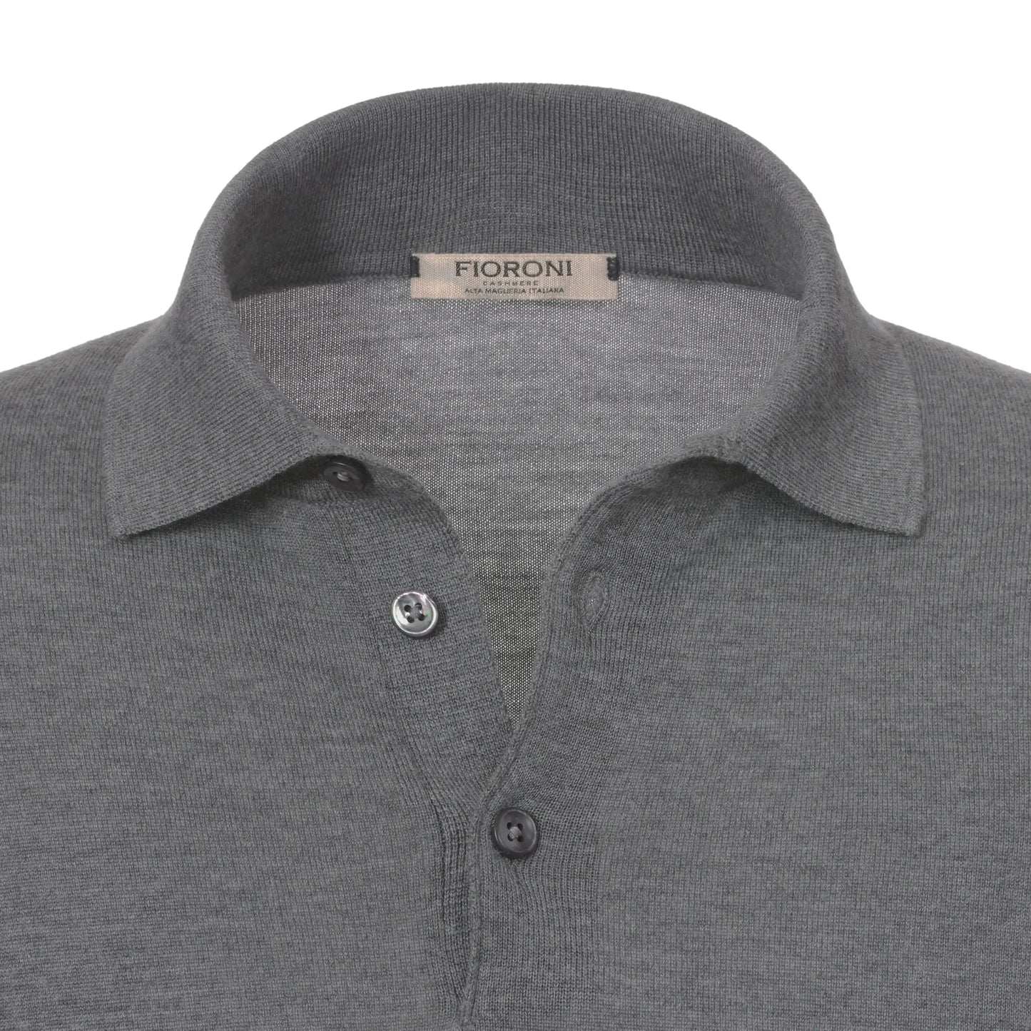 Fioroni Wool - Cashmere Long Sleeve Polo Shirt in Grey - SARTALE