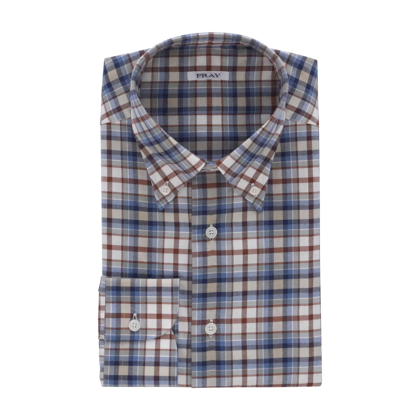 Fray Button Down Shirt in Blue and Brown - SARTALE