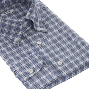 Fray Button Down Shirt in Blue and Grey - SARTALE