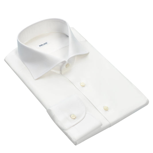 Fray Classic Cotton Shirt in White with Cutaway Collar - SARTALE