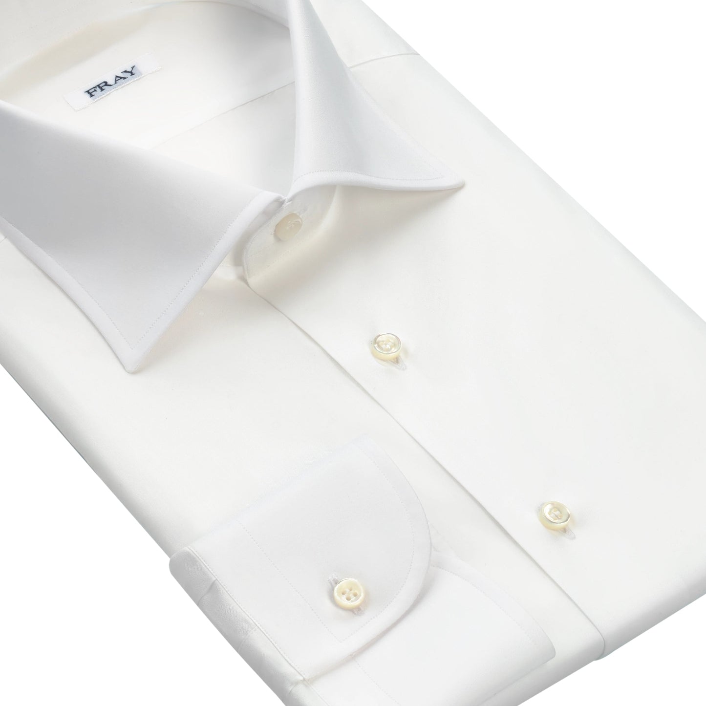 Fray Classic Cotton Shirt in White with Spread Collar - SARTALE