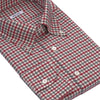 Fray Gingham - Check Cotton Shirt in Grey and Cherry Red - SARTALE