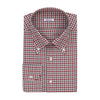 Fray Gingham - Check Cotton Shirt in Grey and Cherry Red - SARTALE