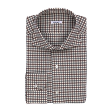 Fray Gingham - Check Cotton Shirt in Grey and Off White - SARTALE
