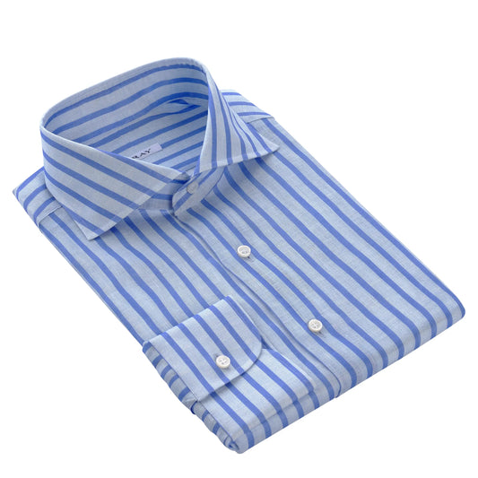 Fray Striped Casual Linen Shirt in Blue - SARTALE
