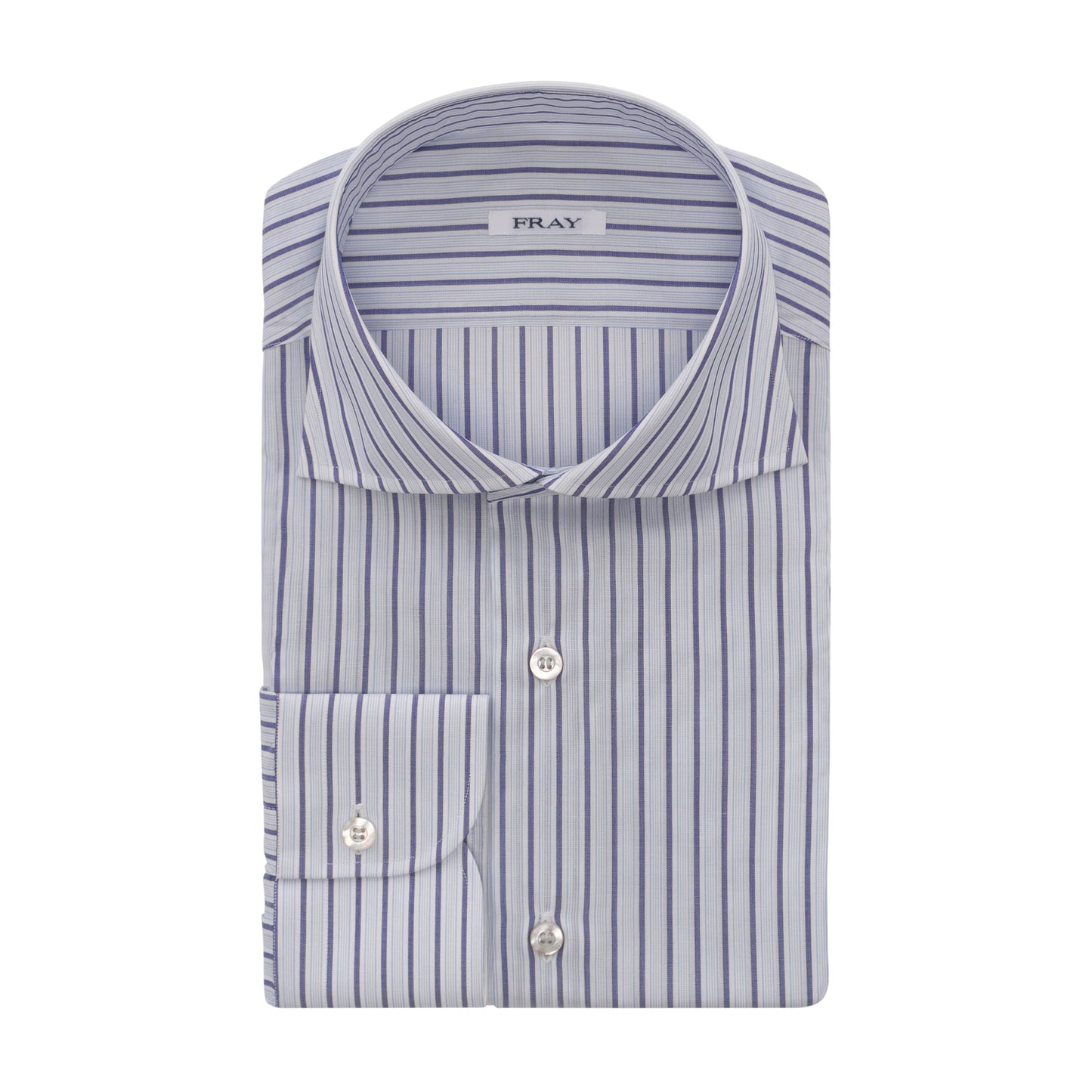 Fray Striped Cotton Shirt in White and Blue - SARTALE