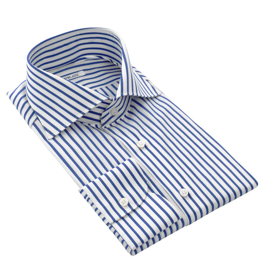 Fray Striped Cotton Shirt with Spread Collar - SARTALE