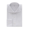 Fray Striped Cotton White Shirt with Spread Collar - SARTALE