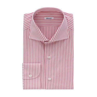 Fray Striped Pink and White Shirt with Spread Collar - SARTALE